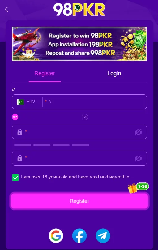 98pkr game register
