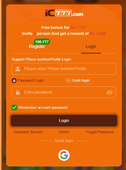 ic777 game apk login