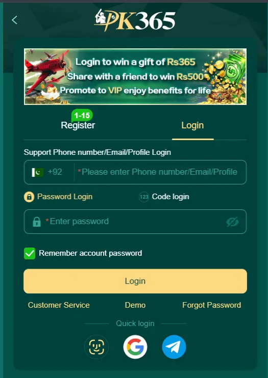 pk365 game login