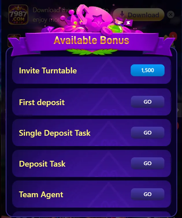 7987 game available bonuses