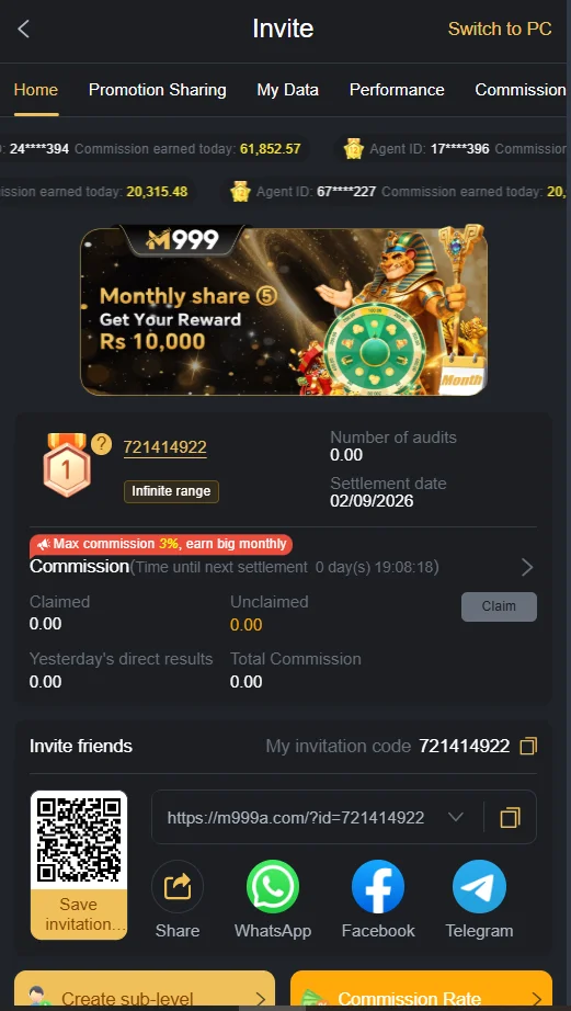 m999 invite and earn