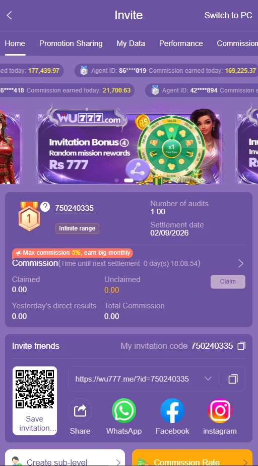 wu777 game invite and earn
